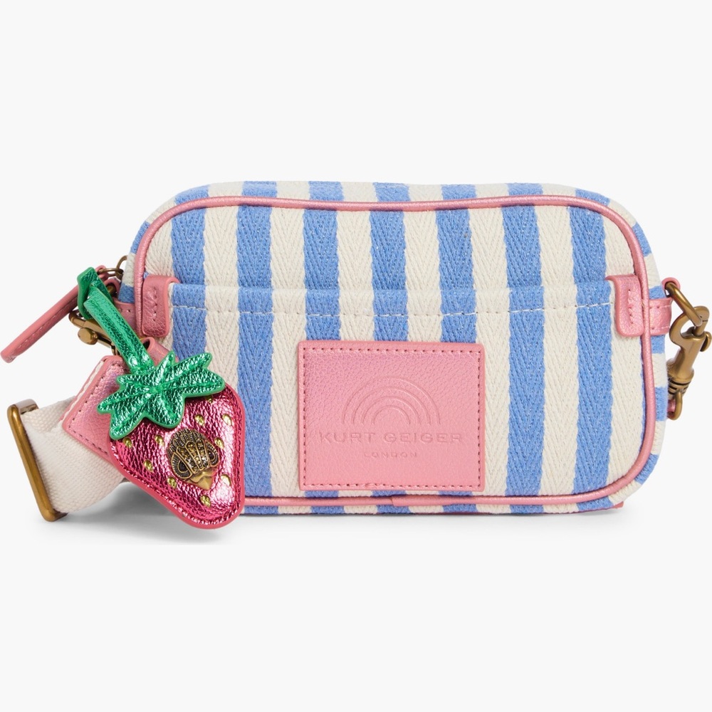Kurt Geiger Camera  Blue and Pink Striped Bag